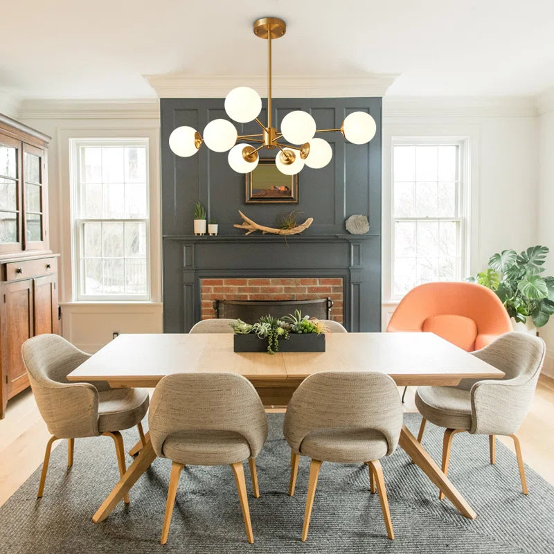 Modern opal glass bubble Sputnik chandelier by Buchholtz, 90cm size, featuring a stylish design with multiple glass orbs.