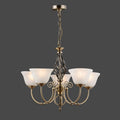 Campbellsburg 5-light twist shaded chandelier with alabaster-style glass, designed by TheChandelierCo for elegant lighting.