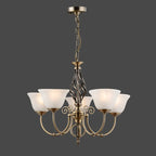 Campbellsburg 5-light twist shaded chandelier with alabaster-style glass, designed by TheChandelierCo for elegant lighting.