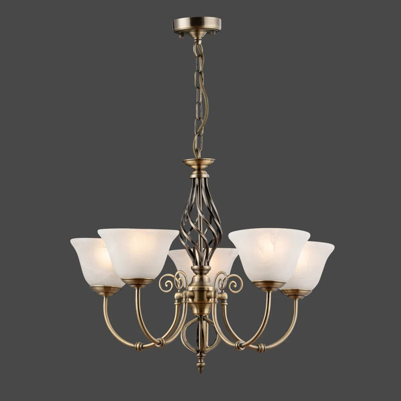 Campbellsburg 5-light twist shaded chandelier with alabaster-style glass, designed by TheChandelierCo for elegant lighting.