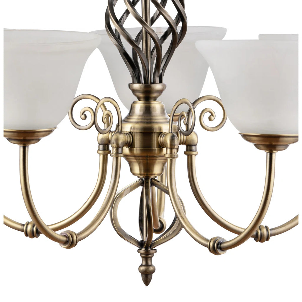 Campbellsburg 5-light twist shaded chandelier by TheChandelierCo featuring alabaster style glass and elegant lighting design.