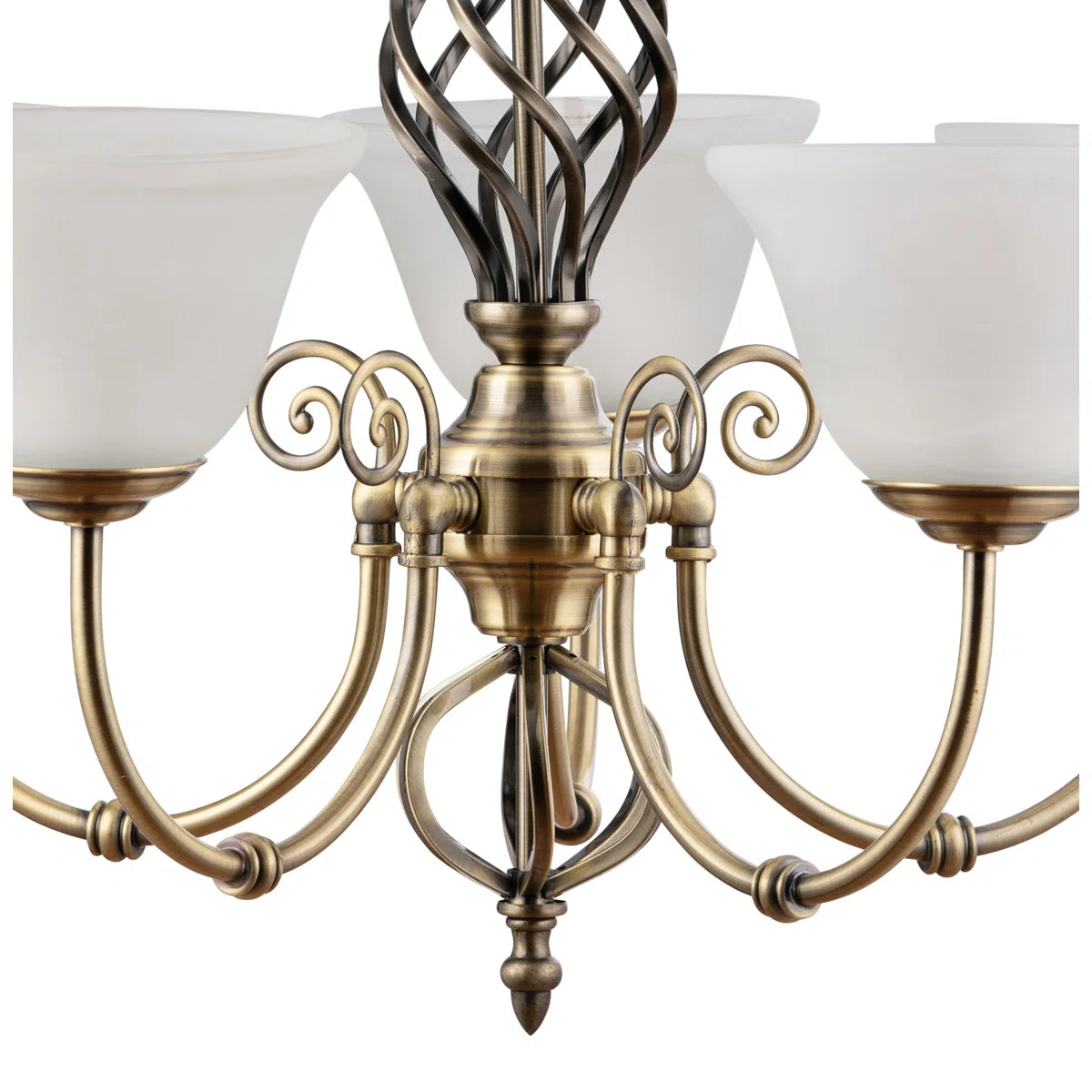 Campbellsburg 5-light twist shaded chandelier by TheChandelierCo featuring alabaster style glass and elegant lighting design.