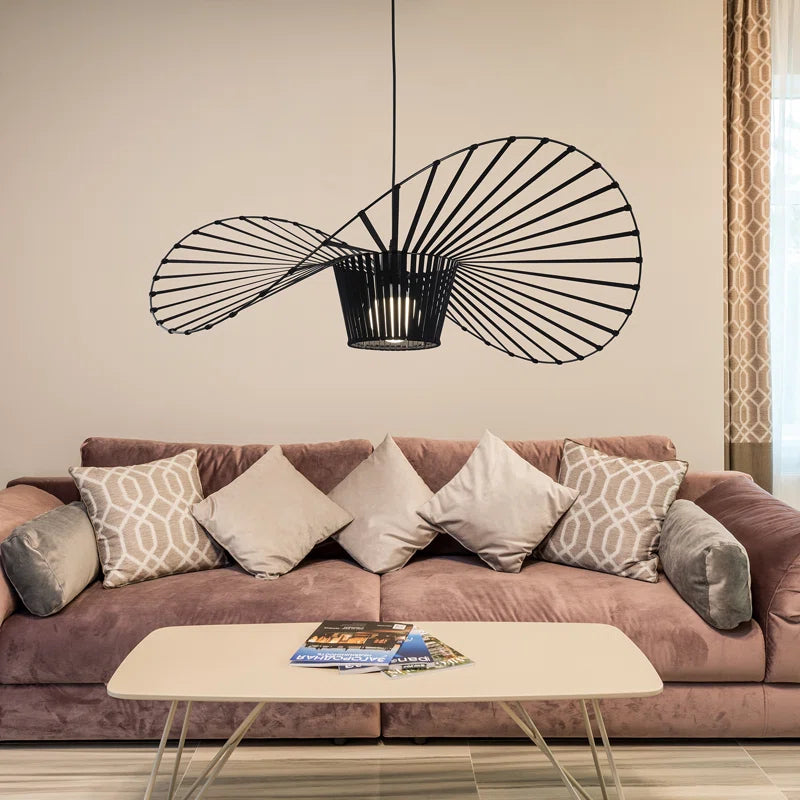 Light black Carlose 1 pendant light by TheChandelierCo featuring an artistic ribbed design and decorative frame for modern decor.