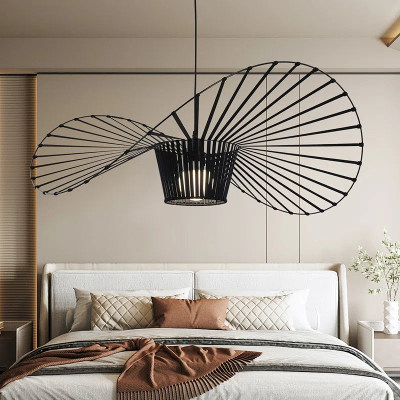 Light black Carlose 1 pendant by TheChandelierCo featuring an artistic ribbed design and decorative frame for modern interior lighting.