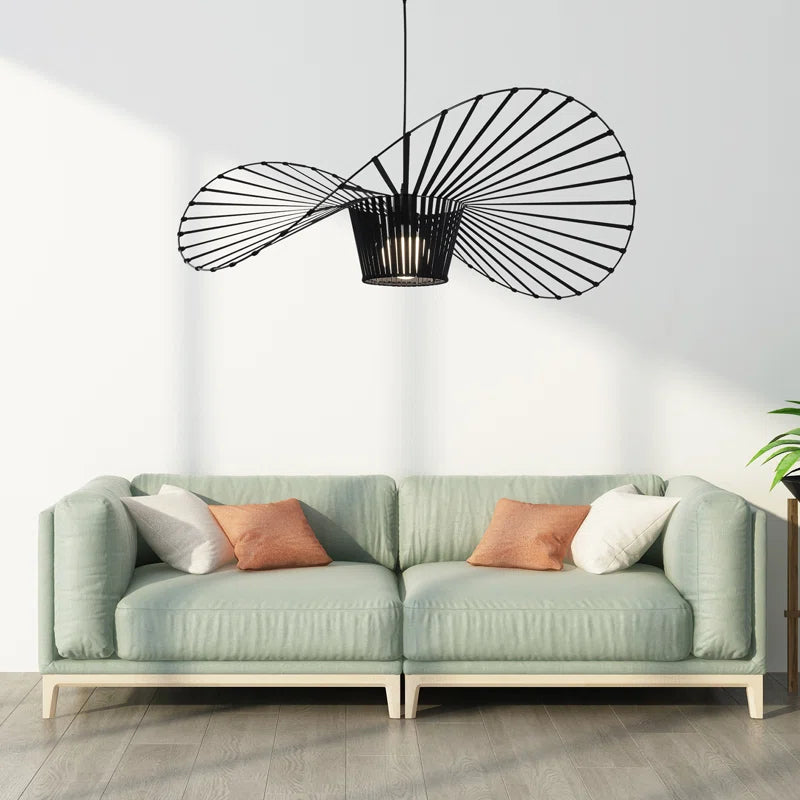 Light black Carlose 1 pendant light by TheChandelierCo featuring an artistic ribbed design and decorative frame for modern interiors.