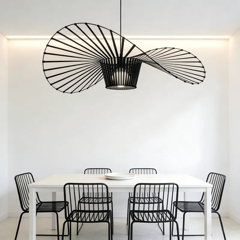 Light black Carlose 1 pendant light by TheChandelierCo featuring an artistic ribbed design and decorative frame for modern décor.