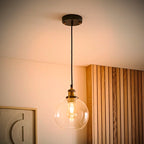 1 - Light Antique Brass Effect/Black Single Pendant