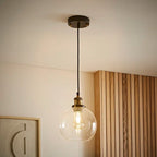 1 - Light Antique Brass Effect/Black Single Pendant