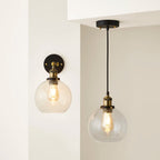 1 - Light Antique Brass Effect/Black Single Pendant