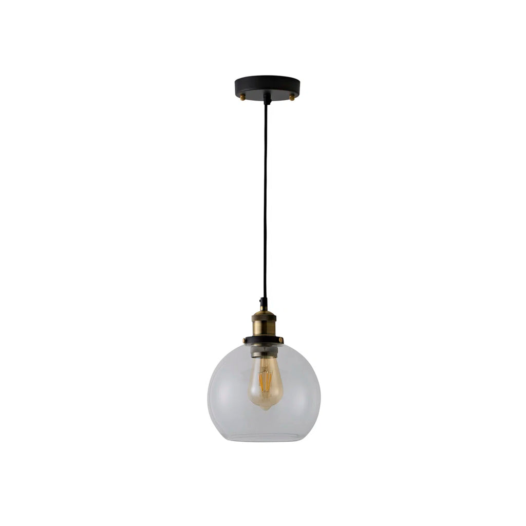 1 - Light Antique Brass Effect/Black Single Pendant