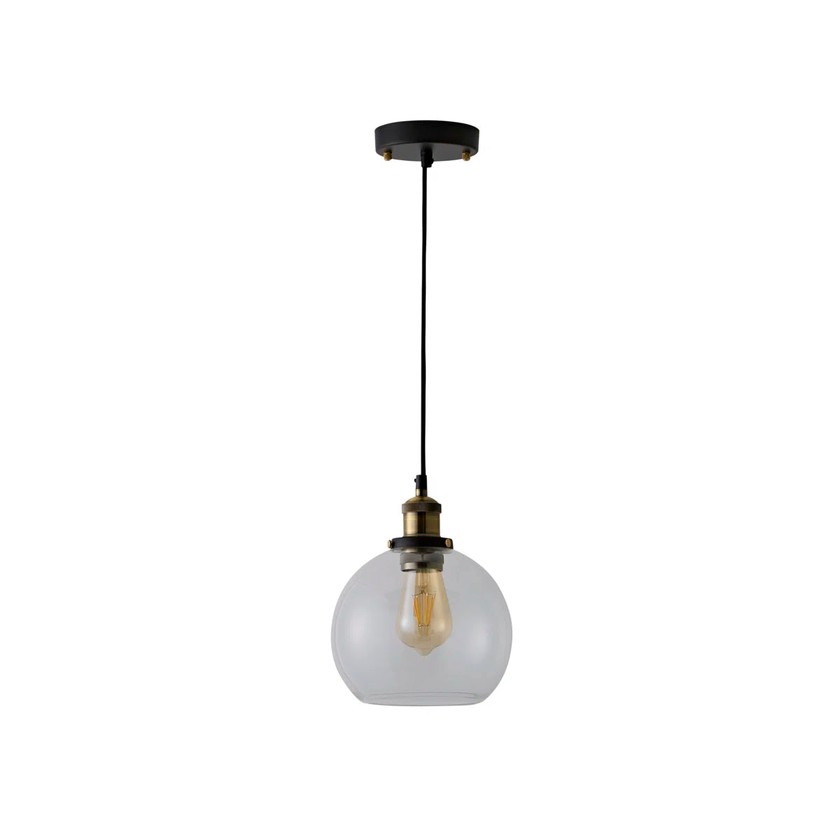 1 - Light Antique Brass Effect/Black Single Pendant