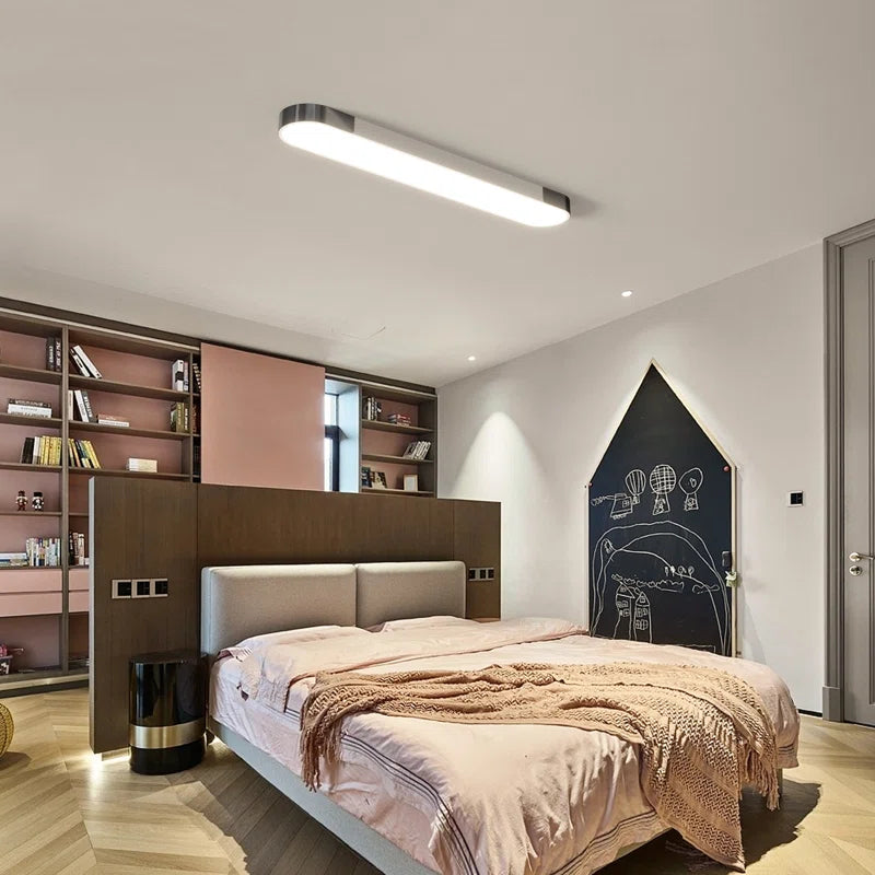 Cherron 1-light 100cm LED flush mount ceiling light by TheChandelierCo featuring a sleek modern design and white finish