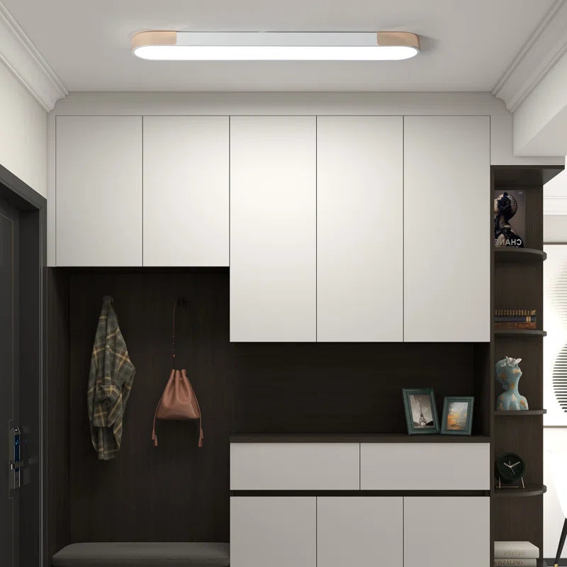 Cherron 1-light 100cm LED flush mount ceiling light with sleek modern design, brushed metal finish, and soft integrated LED illumination.