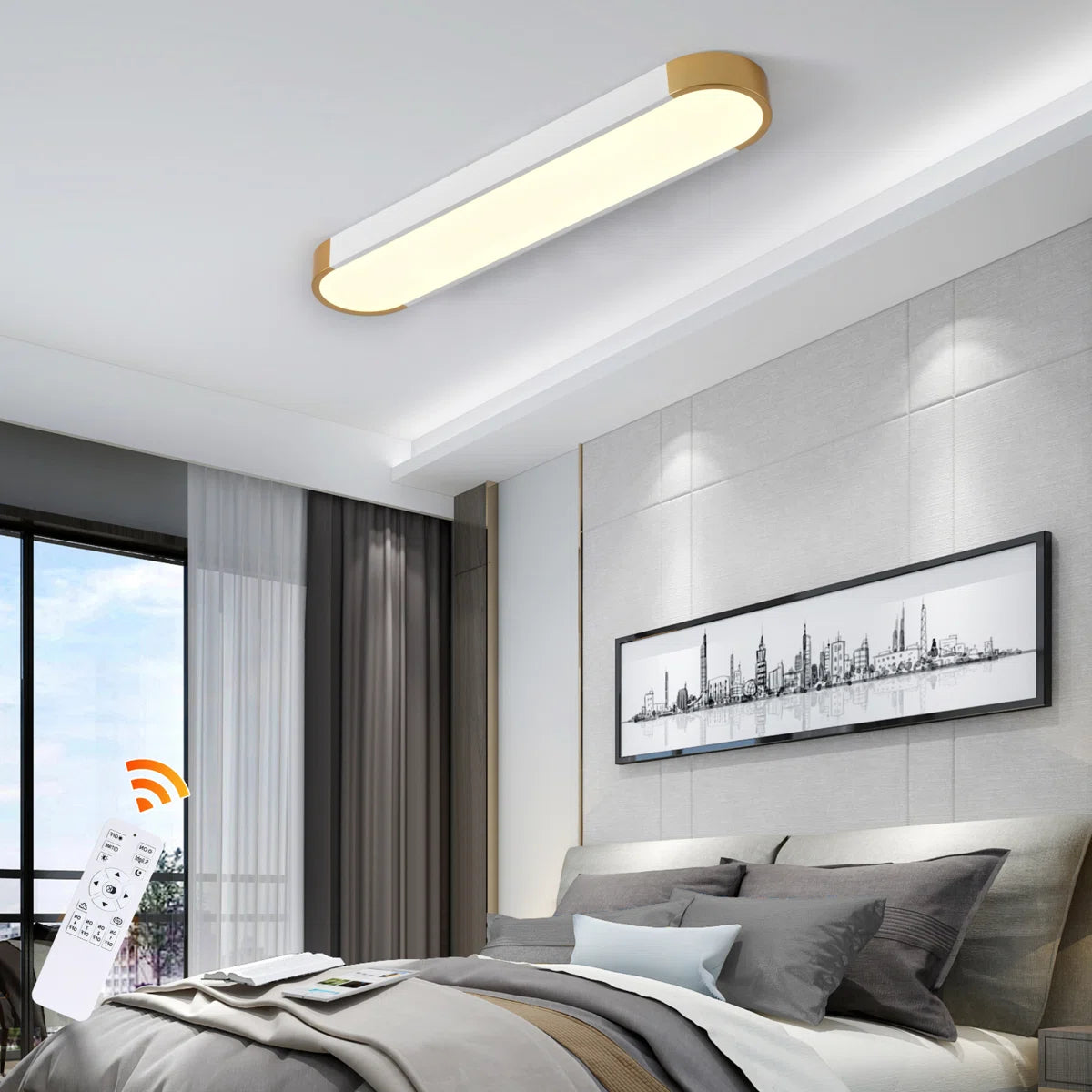Cherron 1-light 70cm LED flush mount ceiling light by TheChandelierCo, featuring a modern design with a sleek finish.
