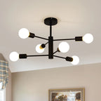 Six-arm light Sputnik chandelier from TheChandelierCo featuring a modern, spherical design with exposed bulbs.