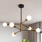 Six-arm Cobina 6 Light Sputnik Chandelier by TheChandelierCo featuring a modern metallic design with exposed bulbs.