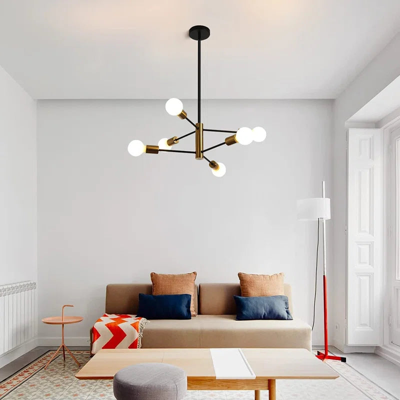 Cobina 6 light Sputnik chandelier by TheChandelierCo featuring a modern starburst design with multiple exposed bulbs.