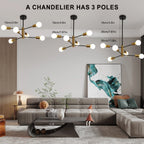 Cobina 6 Light Sputnik Chandelier by TheChandelierCo featuring a modern starburst design with multiple exposed bulbs and a metallic finish.