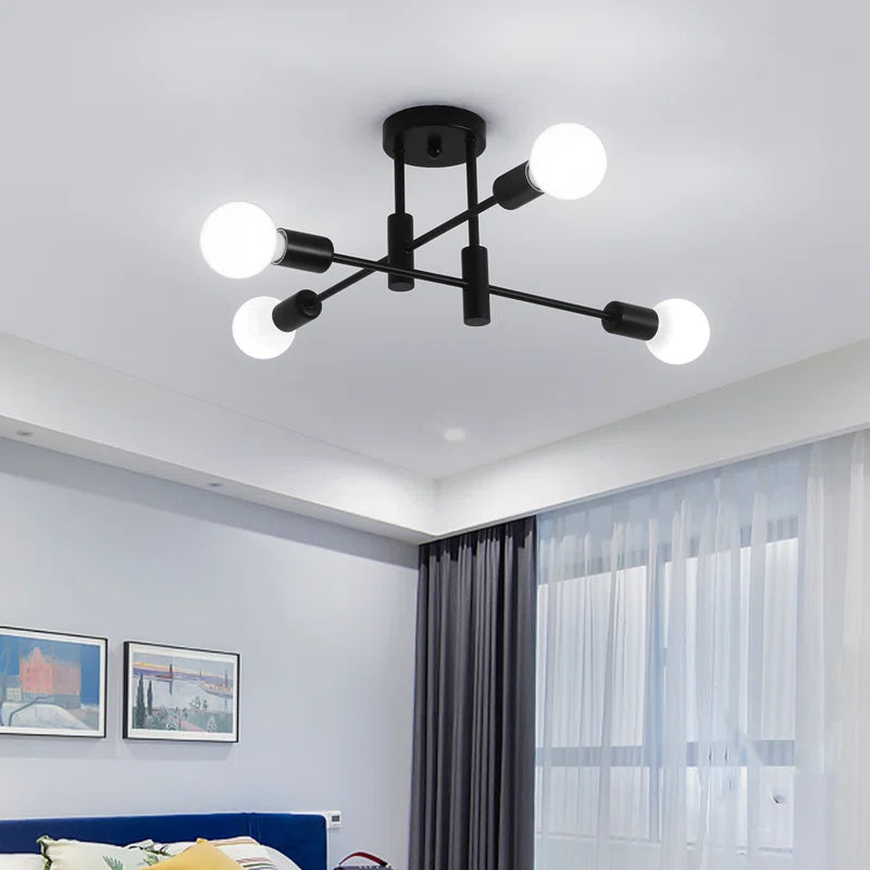 Coblitz 4 Light Sputnik chandelier by TheChandelierCo featuring a modern metallic design with four adjustable light fixtures.