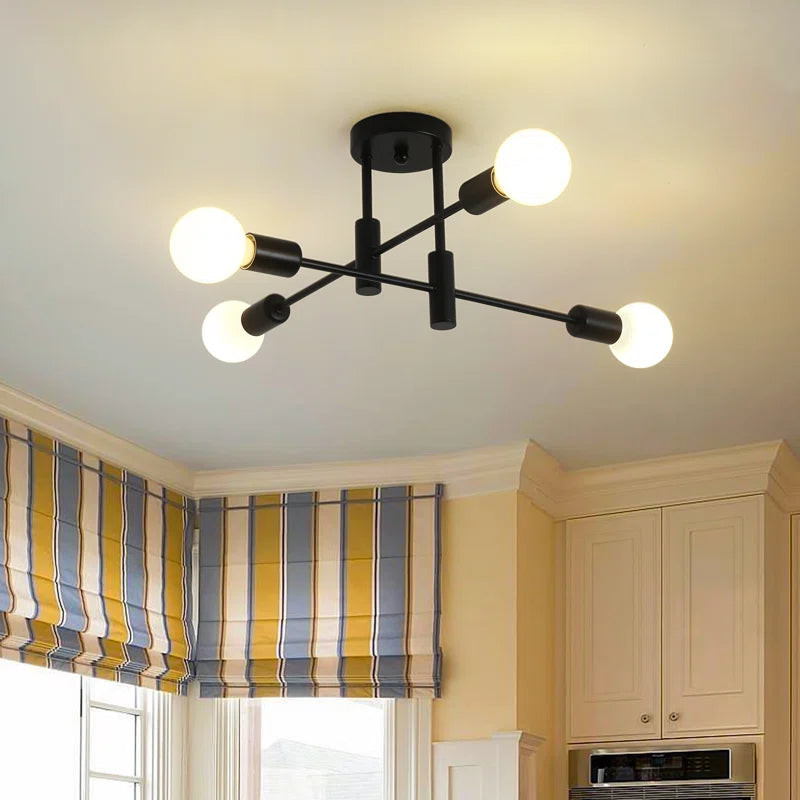 Modern Coblitz 4 Light Sputnik Chandelier by TheChandelierCo featuring a metallic finish and four adjustable globe lights.