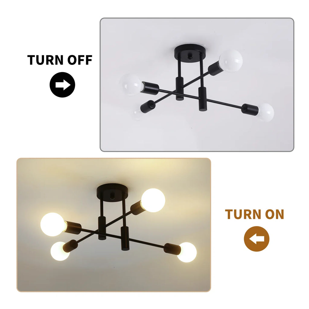Coblitz 4 Light Sputnik chandelier by TheChandelierCo featuring a modern metallic design with four exposed bulbs.