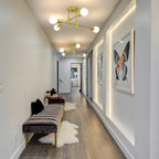 Coblitz 4 Light Sputnik chandelier by TheChandelierCo featuring a modern metallic finish and four exposed bulb sockets.