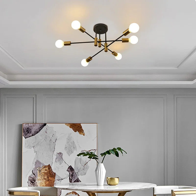 Coblitz 6-light 62cm Sputnik semi-flush mount ceiling light with modern design and metal finish from TheChandelierCo.