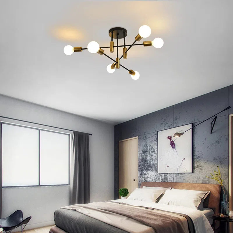 Coblitz 6-light 62cm Sputnik semi-flush mount ceiling light with modern design and metal finish, ideal for contemporary interiors.