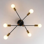 Coblitz 6-light 62cm Sputnik semi-flush mount chandelier with metal arms and globe-shaped bulbs, modern lighting fixture.