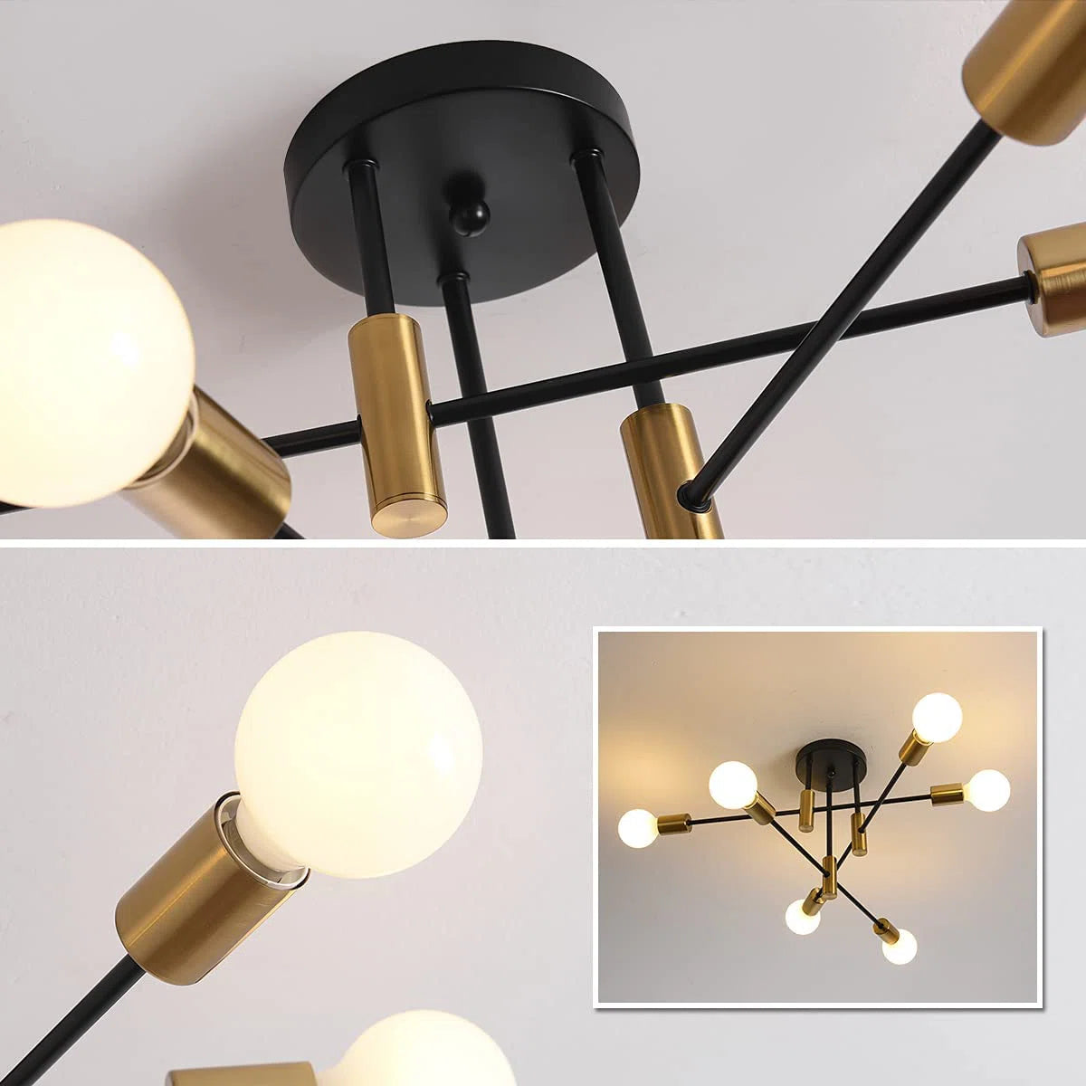 Coblitz 6-light 62cm Sputnik semi-flush mount ceiling light with modern design and metallic finish, ideal for contemporary interiors.