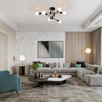Coblitz 6-light 62cm Sputnik semi-flush mount chandelier with modern metal design and clear glass globes.