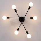 Six-light Coblitz Sputnik semi-flush mount chandelier with a 62cm diameter, featuring modern metallic finish and sleek design.