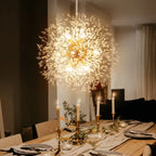 Dandelion 12-light Sputnik crystal chandelier with starburst design and sunburst ceiling lighting by TheChandelierCo