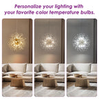 Dandelion 12-light Sputnik crystal chandelier with starburst design and sunburst ceiling lighting from TheChandelierCo.