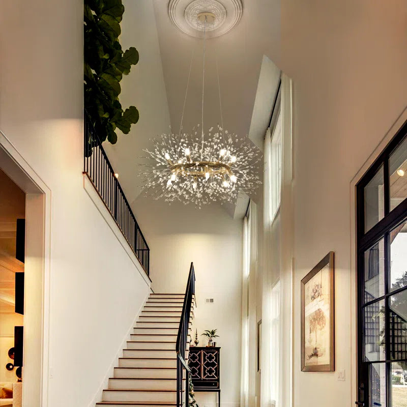 Light geometric starburst sunburst pendant from the Dandelion 12 collection by TheChandelierCo, featuring a unique modern design.