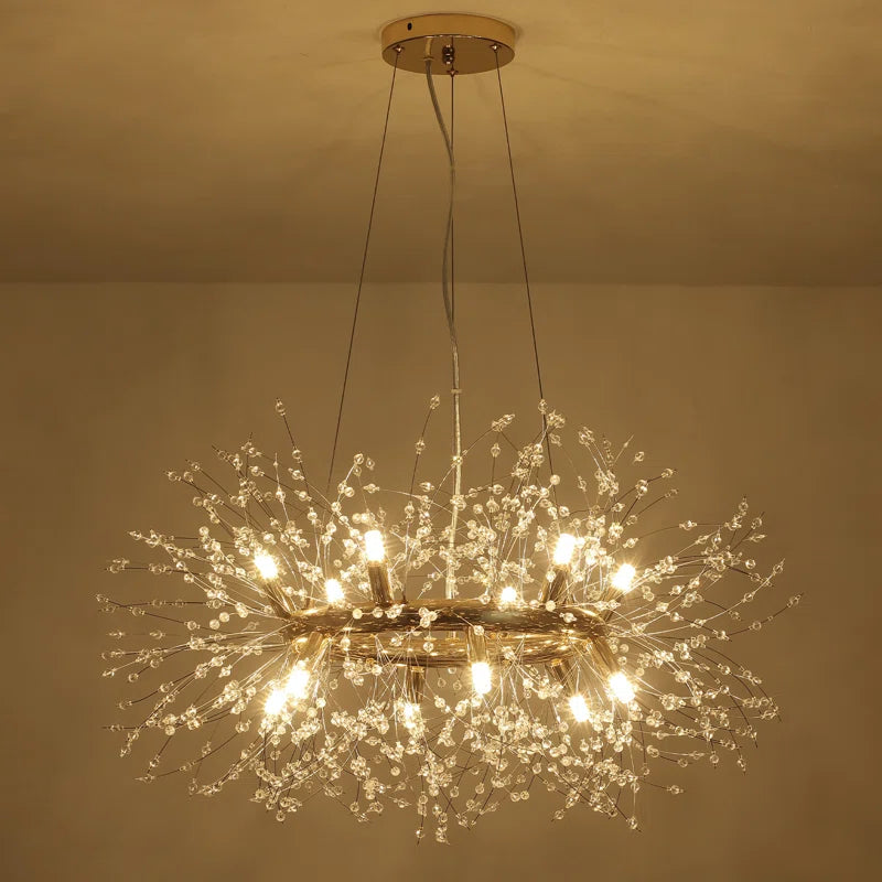 Light geometric starburst sunburst pendant from the Dandelion 12 collection by TheChandelierCo featuring unique modern design.