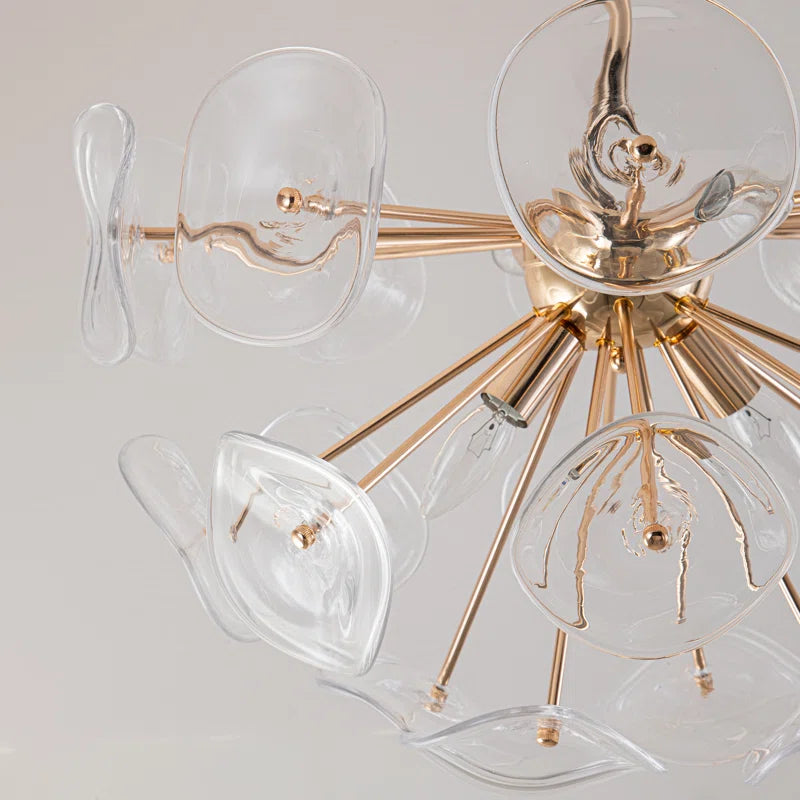 Dandelion 4-light glass starburst sunburst ceiling light by TheChandelierCo, semi-flush mount with modern sputnik design.