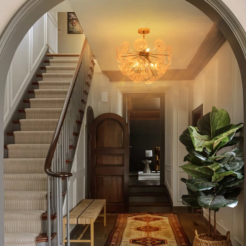 Dandelion 4-light glass starburst sunburst ceiling light fixture with semi-flush mount design by TheChandelierCo.