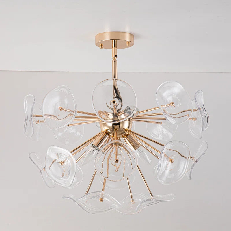 Dandelion 4-light glass starburst sunburst ceiling light by TheChandelierCo, semi-flush mount with modern sputnik design.
