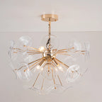 Dandelion 4-light glass starburst sunburst ceiling light by TheChandelierCo, semi-flush mount with globular glass shades and metal frame.