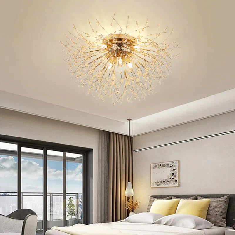 Dandelion 8-light crystal starburst ceiling light by TheChandelierCo, 70cm sputnik flush mount with sparkling crystal accents