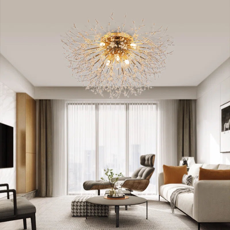 Dandelion 8-light crystal starburst ceiling light by TheChandelierCo, 70cm Sputnik flush mount with sparkling crystal accents.