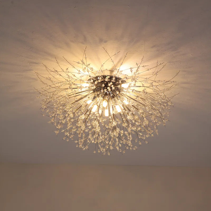 Dandelion 8-light crystal starburst ceiling light by TheChandelierCo, 70cm Sputnik flush mount with sparkling crystal accents.