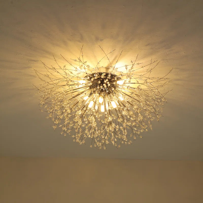 Dandelion 8-light crystal starburst ceiling light by TheChandelierCo, 70cm Sputnik flush mount with sparkling crystal accents.