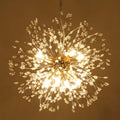 Dandelion 8-light Sputnik crystal chandelier with starburst design, hanging ceiling lighting fixture with glass crystal accents