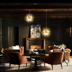 Dandelion 8-light Sputnik crystal chandelier with starburst design and sunburst ceiling lighting, featuring sparkling crystal accents.