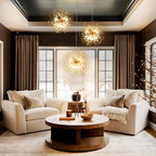 Dandelion 8-light Sputnik crystal chandelier with starburst design, featuring hanging crystal accents and a modern ceiling lighting fixture.