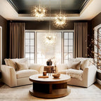 Dandelion 8-light Sputnik crystal chandelier with starburst design and sunburst ceiling lighting, featuring hanging crystal accents.