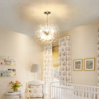 Dandelion 8-light Sputnik crystal chandelier with starburst design and sunburst ceiling lighting from TheChandelierCo.