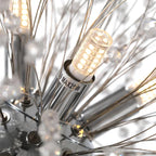 Dandelion 9-light Sputnik crystal chandelier with starburst design and hanging crystals, ceiling lighting fixture.